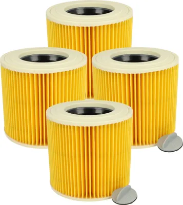 Produktbild von vhbw 4x Faltenfilter Ersatz für Kärcher 6.414-789.0, 6.414-789 für Staubsauger - Patronenfilter Gelb