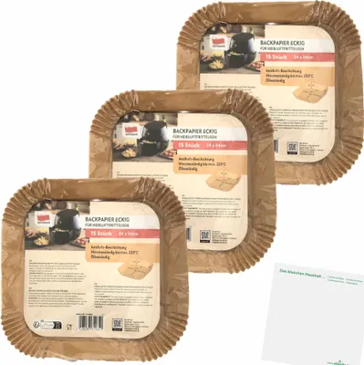 Produktbild von Quickpack Backpapier Eckig für Heissluftfritteuse 3er Pack (3x Packung mit 15Stk, 24x24cm) + usy Block