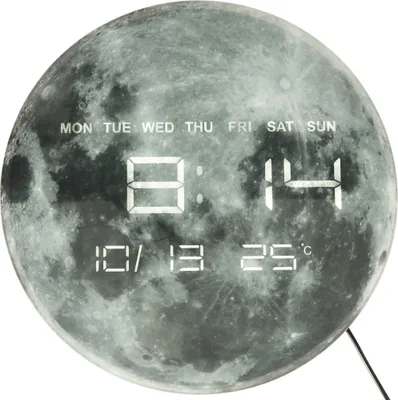 Obrázok produktu pre Nástenné hodiny planéta mesiac sivá 32cm