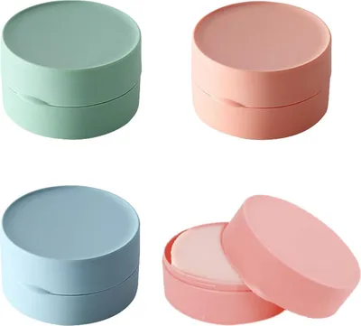 Produktbild von Runde Seifenschalen - multifunktional - Set von 3 - rosa, grün, blau - hochwertiges Material