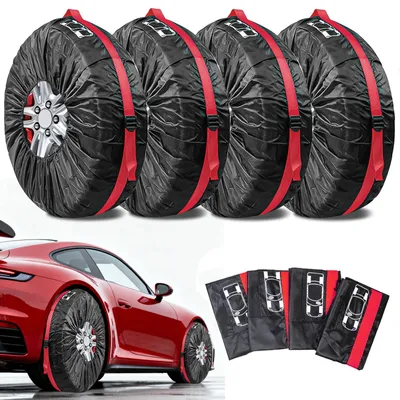Imagen del producto de 4 fundas para neumáticos de 19 a 23 pulgadas, impermeables, resistentes al polvo, con asa de transporte