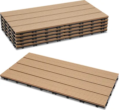 Obrázek produktu pro TolleTour 60x30cm WPC dlaždice na terasu, 4m2 balkonová dlaždice click, teak, 24 kusů