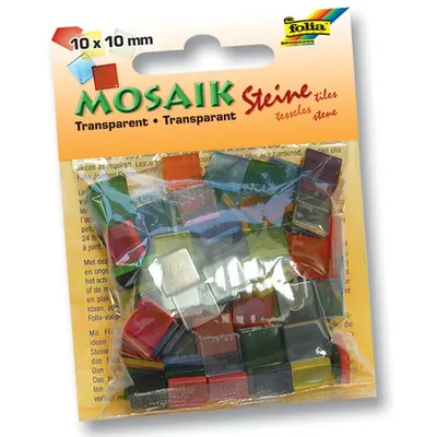 Immagine prodotto di Pietre da mosaico Folia, 10x10mm, 190 pezzi, resina sintetica, trasparente, 20 colori