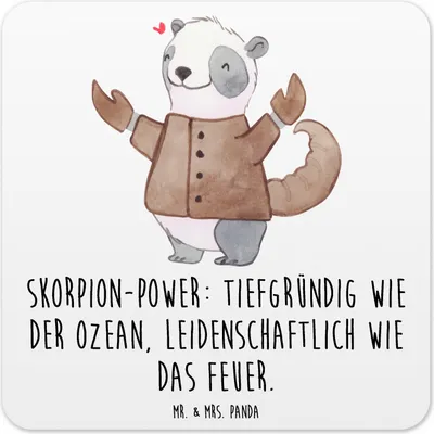 Produktbild von Mr. & Mrs. Panda Tischuntersetzer Skorpion Astrologie 15er Set - Weiß - Geschenk, Sternzeichen, Untersetzer für Gläser, Coaster, Glas-Untersetzer, Tierkreiszeichen