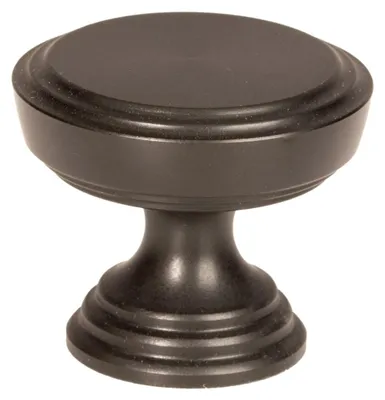 Image de Bouton de meuble 30 mm noir mat – poignée ronde en aluminium au design loft/rétro, vis de montage incluse