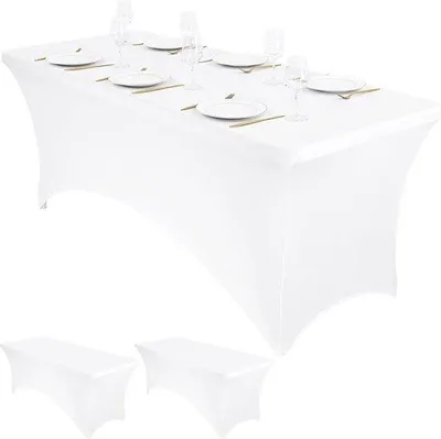 Immagine prodotto di Tovaglia bianca in Spandex, 2,4 m, rettangolare, lavabile