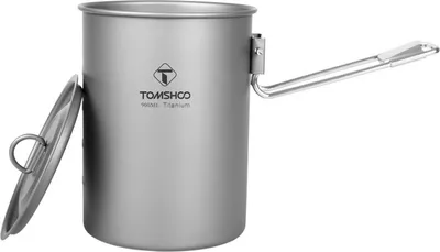 Produktbild von Titan Kochtopf, leicht, 900ml, mit Deckel und faltbarem Griff, ideal für Camping, Wandern und Picknick