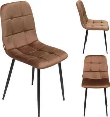 Zdjęcie produktu dla Krzesło tapicerowane welurowe do salonu jadalni velvet loft brązowy