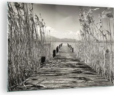 Produktbild von Bilder auf glas - Einteilig - Brücke Pier Sepia - 70x50cm - Glasbilder - Wandbilder - Bilder - zum Aufhängen bereit - Wanddekoration aus Glas - Glas Bilder - Wandbild auf Glas - GAA70x50-4928
