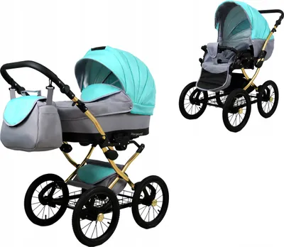 Produktbild von BabyLux® Margaret Gold | 2in1 Kinderwagen Set | Mint | Kombikinderwagen | Kinderwagenset | Buggy