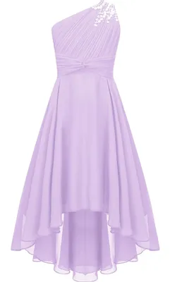 Produktbild von Elegantes Ein-Schulter Hochzeitskleid für Mädchen | Festliches Blumenmädchenkleid | Lang, ideal für Abendveranstaltungen | Größe 110-116 cm