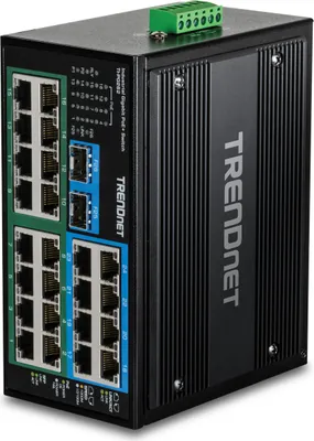 Produktbild von TRENDnet TI-PG262 DIN-Rail Switch, 26-Port gehärteter Industrial Gigabit PoE+
