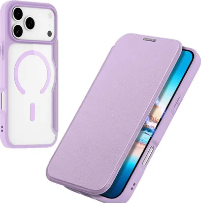 Produktbild von iPhone 17 Pro Max Hülle - Dux Ducis Skin X Pro Series Klapphülle - MagSafe Compatible - Lavendel