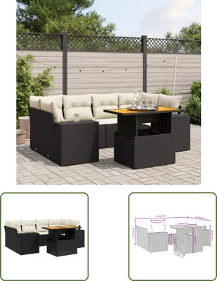 Produktbild von The Living Store 7-tlg. Garten-Sofagarnitur mit Kissen Schwarz Poly Rattan