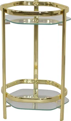 Produktbild von Metall Blumenständer, Messingfarben, mit 2 Glasplatten, Höhe 45 cm