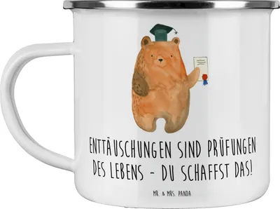 Produktbild von Mr. & Mrs. Panda Teetasse Mit Enttäuschungen umgehen - Weiß - Geschenk, Optimismus, Mutmacher, Emaille Tasse, Vertrauem, Teebecher, Emailletasse, Inspiration, Trost, Pott