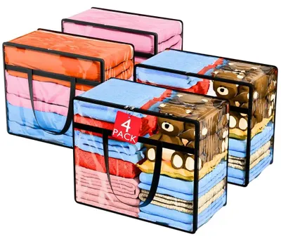 Image de Lot de 4 sacs de rangement pliables de 40 litres pour vêtements