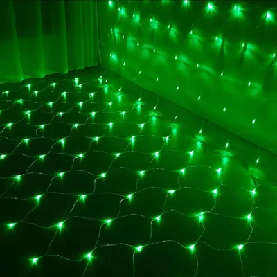 Produktbild von 3X2M LED Lichternetz Lichtervorhang Innen Party Garten Lichterkette Weihnachtsbeleuchtung, Grün