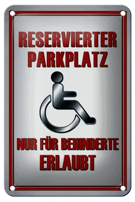 Produktbild von Blechschild Parken 12x18cm Parkplatz nur für Behinderte