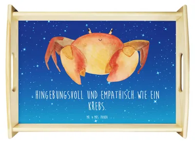 Produktbild von Mr. & Mrs. Panda sofatablett Sternzeichen Krebs - Sternenhimmel Blau - Geschenk, Krabbe, Meerestier, Krebse, Deko Tablett, betttablett, Bett-Tablett, Geburtstag Juni