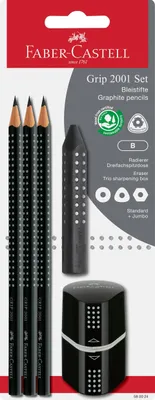 Zdjęcie produktu dla FABER-CASTELL 580024 FABER-CASTELL GRIP 2001 Bleistift-Set B schwarz 1 Set