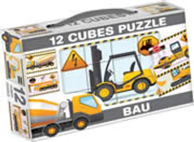 Produktbild von Würfel Puzzle Bilderwürfel 12-tlg. Kinderpuzzle Baufahrzeuge LKW
