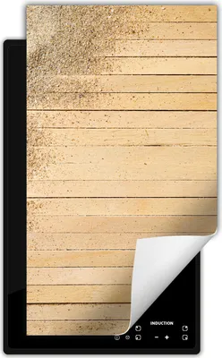Produktbild von DarHaus Herdabdeckplatte 1 teilig 30x52 cm Anti Rutsch Matte Aufrollbar, Sand - Holz