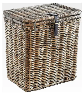 Produktbild von Wäschekorb aus Rattan mit Deckel - kubu grau - 50x38x56 cm