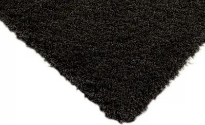 Image de Tapis à poils longs, motif uni noir, dimensions : 200 cm (rond)