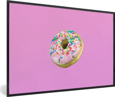 Produktbild von MuchoWow® MuchoWow® Gerahmtes Poster Bunter Donut 60x40 cm - Poster mit zchwarzem Bilderrahmen - Printing - Wanddeko Schlafzimmer