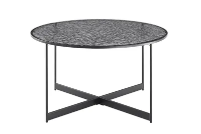 Produktbild von SalesFever Couchtisch Ø 80 cm | rund | 6 mm Glasplatte mit Strukturoptik | Metallgestell | B 80 x T 80 x H 45 cm | Schwarz