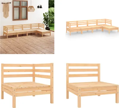 Produktbild von vidaXL 5 tlg. Garten Lounge Set Kiefer Massivholz - Garten-Lounge-Set - Garten-Lounge-Sets - Palettensofa-Set - Palettensofa-Sets