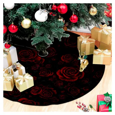 Produktbild von Eleganter Rosenbaumrock mit Blättern und Blumen für Herbstdekoration, rot, 121,9 cm