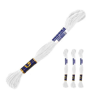 Produktbild von 3 Docken Stickgarn je ca. 8m Sticktwist 100% Baumwolle Stickerei verschiedene Farbwahl, Farbe :0010 weiß