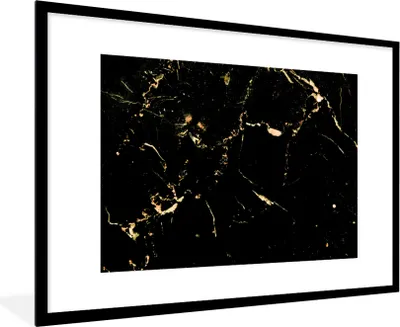 Produktbild von MuchoWow® MuchoWow® Gerahmtes Poster Marmor - Limette - Schwarz - Gold 90x60 cm - Poster mit zchwarzem Bilderrahmen - Wanddekoration - Fotos