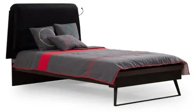 Produktbild von Schwarzes Designer Kinderbett s Einzelbett Gamer Stilvolles Bett