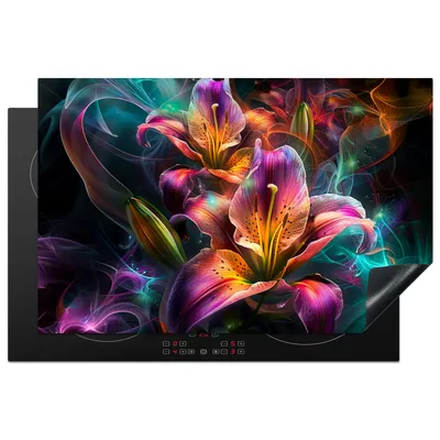 Produktbild von KitchenYeah© Herdabdeckplatte Farben - Blume - Farbenfroh , 80x52cm, Küche Deko, Glaskeramikkochfeld Herdabdeckung, Abdeckplatte fùr Kochfeld