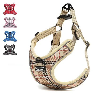 Image de Harnais pour chien, réglable, réfléchissant, rembourré, respirant, couleur beige ou marron