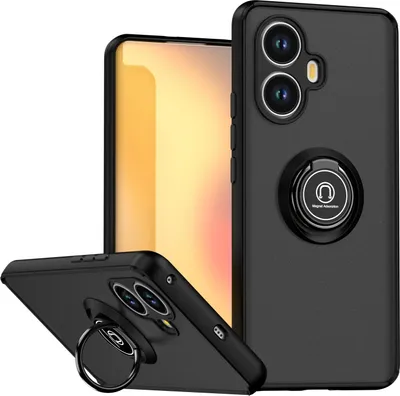 Obrázek produktu pro Pouzdro pro Realme 10 Pro+ matné průsvitné TPU pouzdro s prstencovým držákem a stojánkem Černý