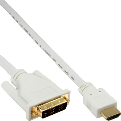 Immagine prodotto di InLine® 17665U Cavo HDMI-DVI, bianco/oro, da HDMI maschio a DVI 18+1 maschio, 5 m