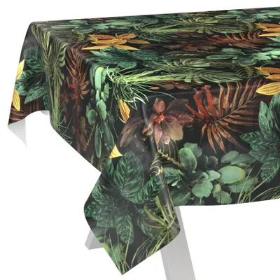 Tischdecke wasserabweisend abwaschbar Braun 160x100cm Blätter Tropika Wachstuch, Hauptbild