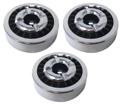 Produktbild von 3x SILBER, Starlet24® Windaschenbecher Gluttöter rund flach - stabiler Metall-Kunststoff-Aschenbecher für draußen & drinnen, spülmaschinenfest