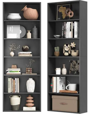 Immagine prodotto di Libreria a 6 ripiani, colore nero, set da 2, altezza 181 cm