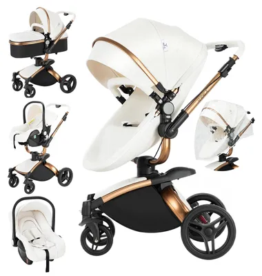 Obrázok produktu pre Kočík, skladacia konštrukcia, funkcia 3 v 1, model HR001-biela-T, model HR001-biela-T