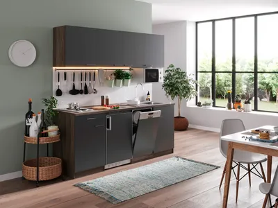 Produktbild von Küche Küchenzeile Singleküche Eiche York Grau Oliver 195 cm Respekta