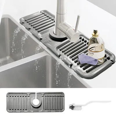 Spritzschutz für Wasserhahn, Silikon, 33x12 cm, grau
