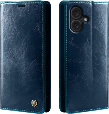Produktbild von Handyhülle für Apple iPhone 16 Kunstleder Flip Cover Hülle RFID Schutz Case Kartenfach Farbe: Blau