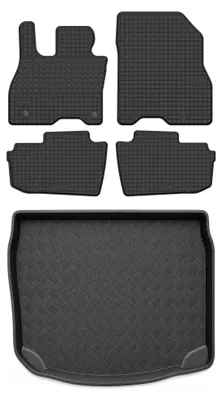 Imagen del producto de Alfombrillas de goma + bandeja de maletero para Nissan Leaf II desde 2017 (hatchback) – juego de 5 piezas, negras, a medida – Wielganizator