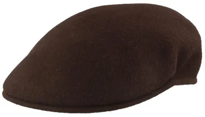 Kangol Flat Cap Schiebermütze 504 aus reiner Wolle in braun