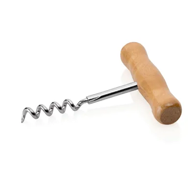 Produktbild von Korkenzieher mit Holzgriff, 10 cm, verchromt